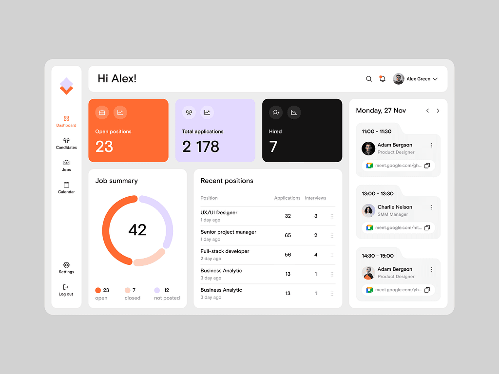 Design reference — recruiter dashboard concept